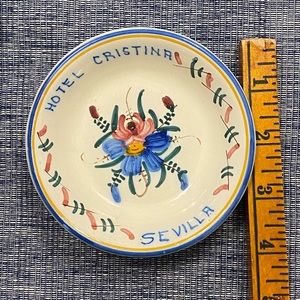 Vintage Hotel Cristina Sevilla Spain Pottery Jewelry Keys Accessories Dish